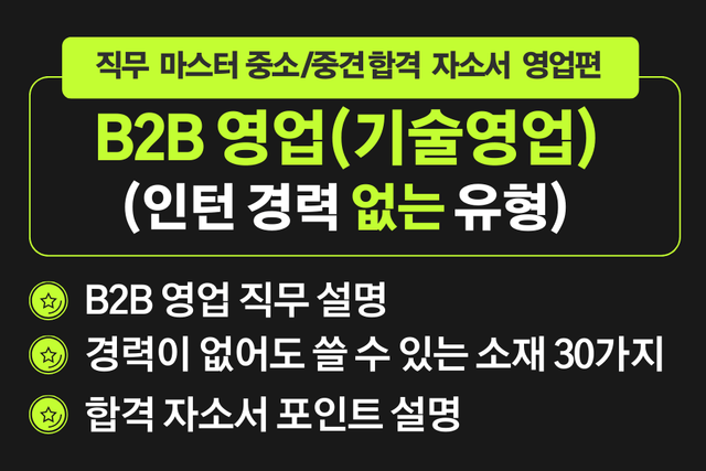 B2B 영업 합격 자소서(중소/중견 기업 마스터 자소서)