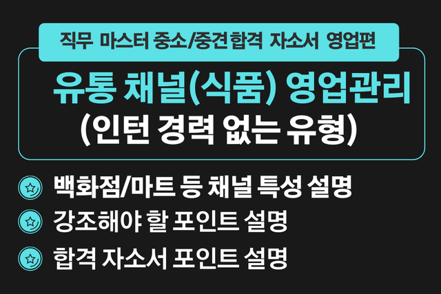 유통 채널 영업관리 합격 자소서(중소/중견 기업 마스터 자소서)