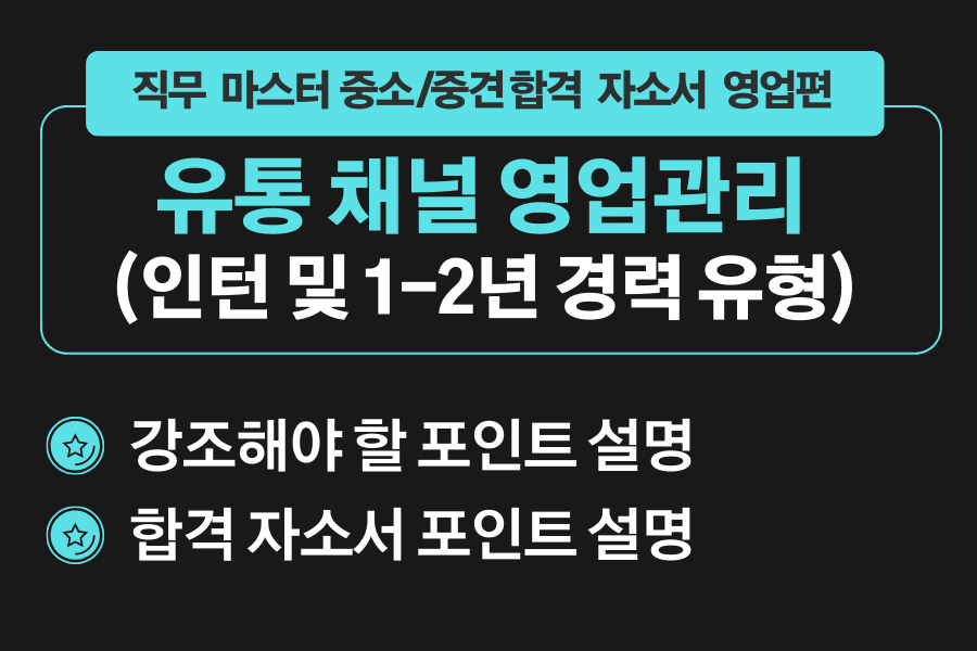 유통 채널 영업관리 합격 자소서(중소/중견 기업 마스터 자소서)-경력버전