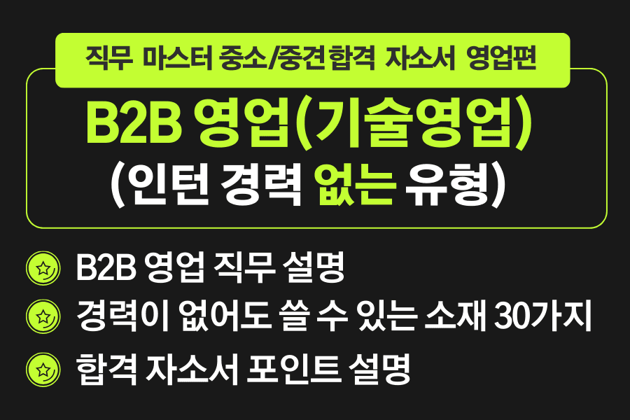 B2B 영업 합격 자소서(중소/중견 기업 마스터 자소서)